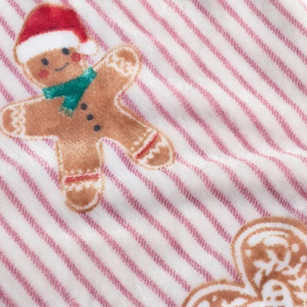 Coperta rossa/di colore naturale a tema natalizio 170x130 cm Christmas Gingerbread Stripe – Catherine Lansfield-image-3