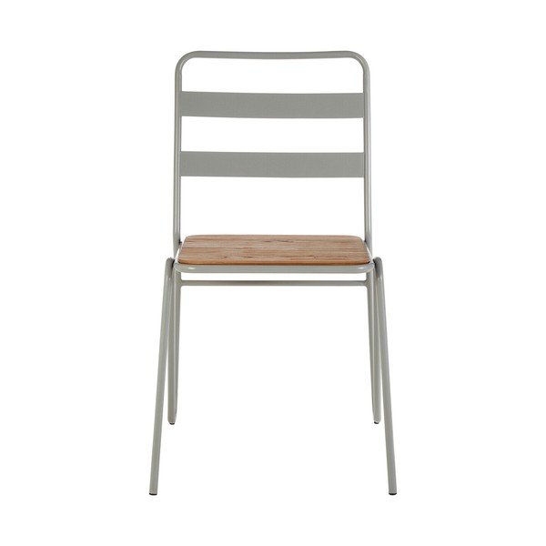 Sedia da pranzo grigia/di colore naturale in olmo massiccio District – Premier Housewares-image-2