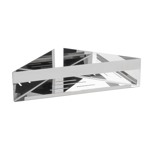 Mensola angolare autoportante per bagno in acciaio inox in argento lucido Genova - Wenko-image-1