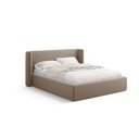 Letto matrimoniale imbottito marrone chiaro con contenitore con rete inclusa 180x200 cm Jason – Windsor & Co Sofas