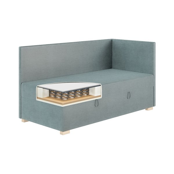 Letto da bambini con sponde blu con contenitore con materasso incluso 90x200 cm Flexi – Ghado-image-4