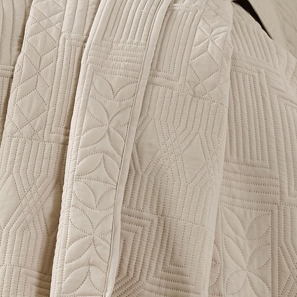 Copriletto beige con rivestimento trapuntato 220x230 cm Folkstone Geo – Catherine Lansfield-image-2