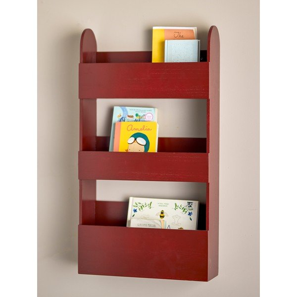 Libreria per bambini rossa in legno di paulownia massiccio 38x70x12 cm Moris – Bloomingville Mini-image-1