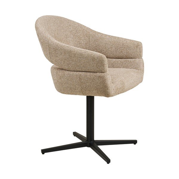 Sedia da pranzo beige in imbottito con braccioli Dover – House Nordic-image-3