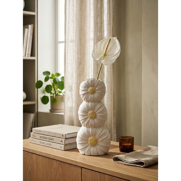 Vaso color crema in ceramica (altezza totale 21 cm) Florysia – Yes Everyday-image-1