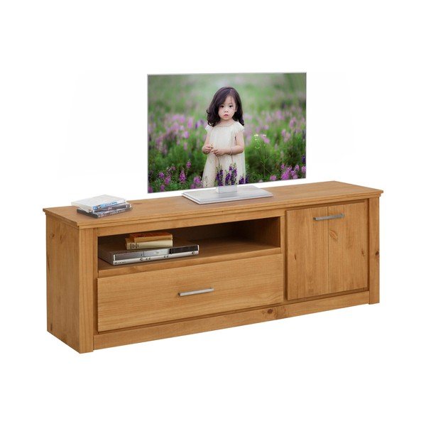 Tavolo TV in legno di pino di colore naturale 160x55 cm Celia - Støraa-image-4