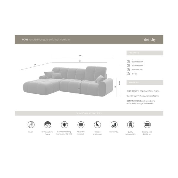 Divano letto rosa Devichy , angolo sinistro Tous - devichy-image-4