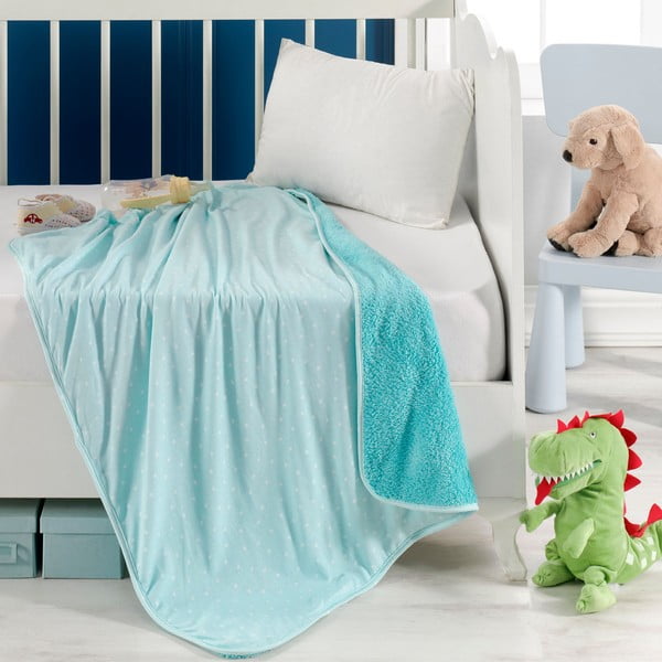 Coperta per neonato in cotone turchese 100x80 cm Sunny - Mijolnir-image-3
