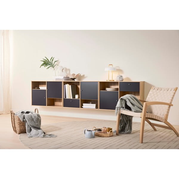 Cassettiera bassa nera in rovere 267x61 cm Mistral - Hammel Furniture-image-1