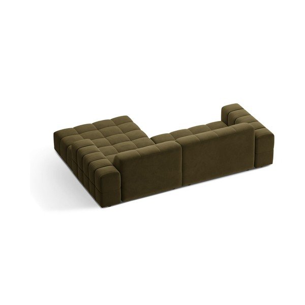 Divano angolare color kaki (con penisola a destra/con chaise lounge) con rivestimento in velluto Chicago – Cosmopolitan Design-image-2
