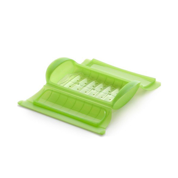 Contenitore in silicone verde con vassoio per la cottura a vapore Steam Case - Lékué-image-1