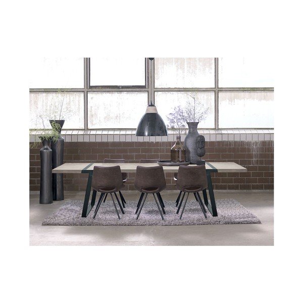 Sedia da pranzo marrone chiaro con base nera Coronas - Canett-image-3