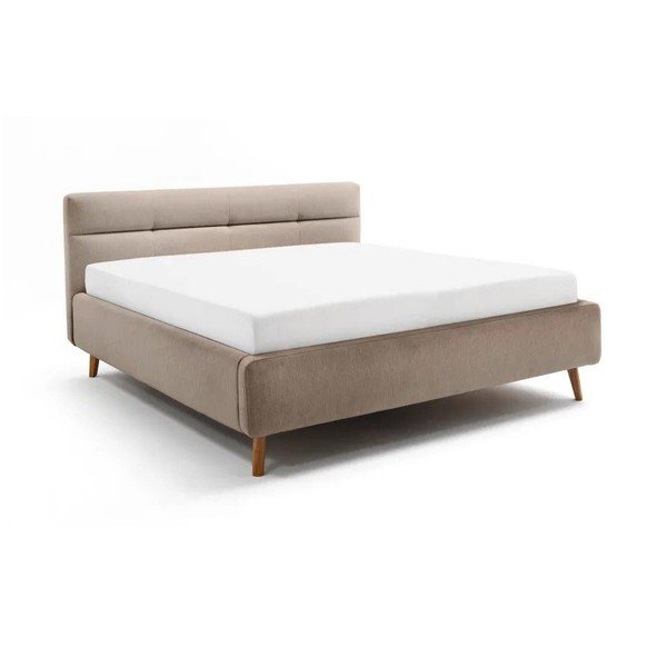 Letto matrimoniale imbottito beige con contenitore con rete inclusa 160x200 cm Lotte – Meise Möbel