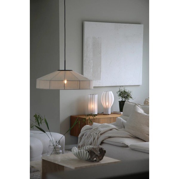 Lampada da tavolo bianca e nera con paralume in tessuto (altezza totale 31,5 cm) Hikari – Markslöjd-image-2