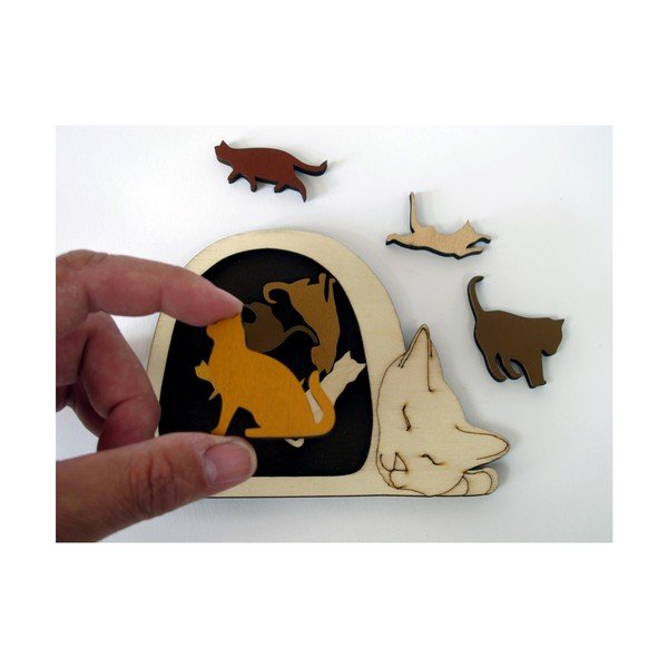 Cestino per gatti con puzzle in legno - RecentToys-image-2