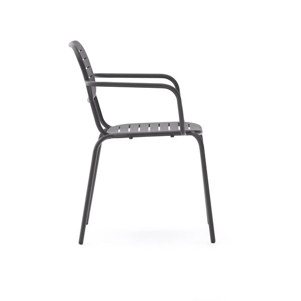 Sedia da giardino in metallo grigio scuro Brai - Kave Home-image-3