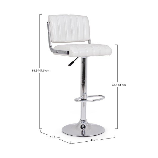 Sgabello da bar bianco in similpelle con altezza regolabile/girevole Barclay – Bizzotto-image-4