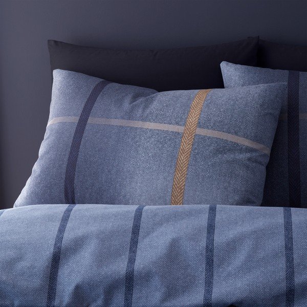 Set copripiumino e federa blu scuro in flanella per letto matrimoniale e per letto esteso 230x220 cm Melrose Tweed Check – Catherine Lansfield-image-3