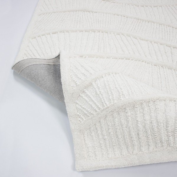 Tappeto bianco in misto lana tessuto a mano 140x200 cm Sculptured Wave – Flair Rugs-image-3