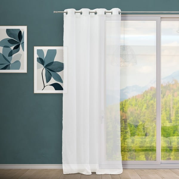 Tenda sottile bianca in misto lino 140x260 cm Fifties – Casa Selección-image-1