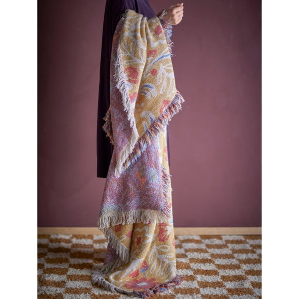 Coperta gialla in cotone riciclato 130x160 cm Reims – Bloomingville-image-1