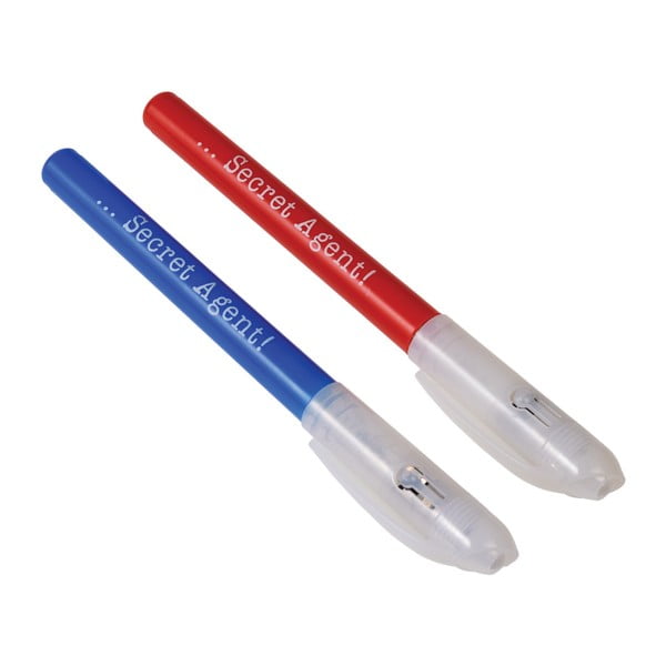 Set di 2 penne spia con inchiostro invisibile e luce UV Agente Segreto - Rex London