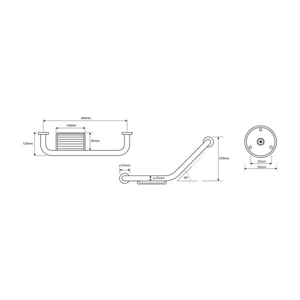 Maniglia da bagno a parete in acciaio inox 45,5 cm - Sapho-image-1