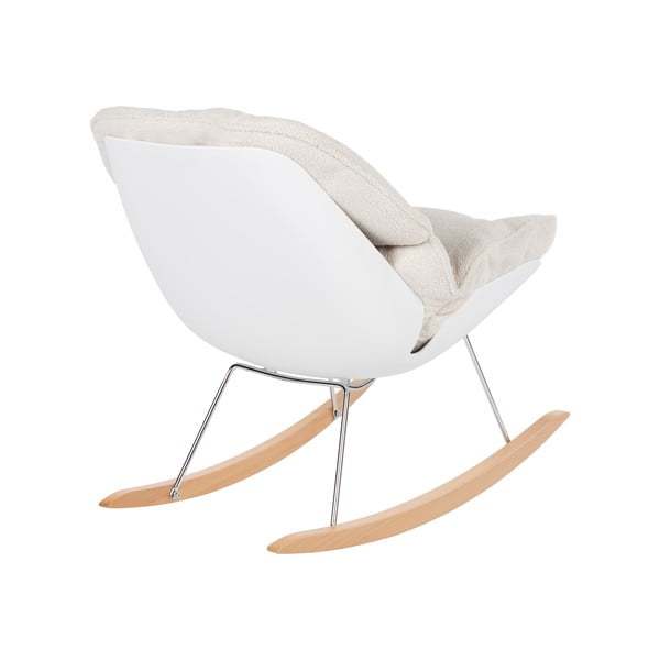 Sedia a dondolo crema in tessuto bouclé Rocky - White Label-image-4