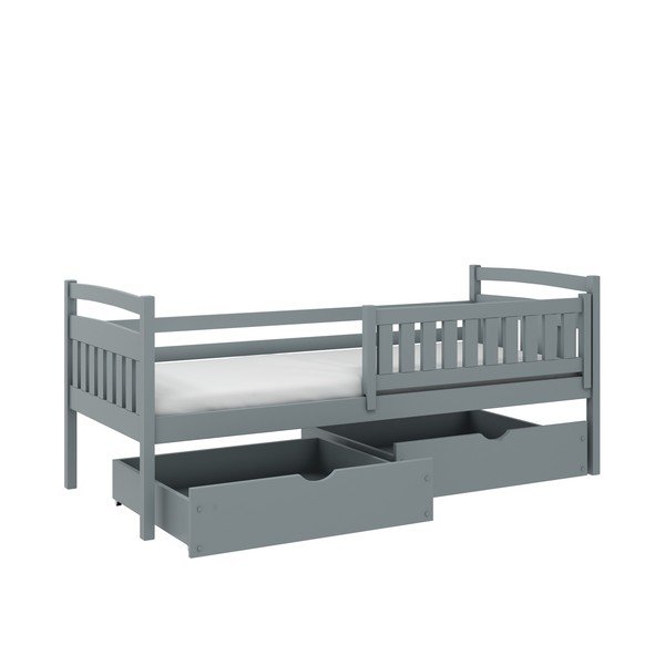 Letto per bambini in legno di pino grigio con contenitore 80x180 cm Terry - Lano Meble