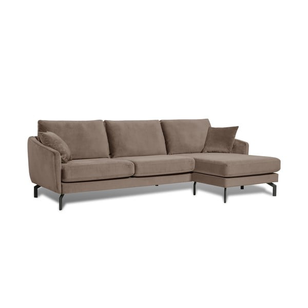 Divano angolare in velluto marrone-beige (angolo destro) Magic - Scandic-image-2