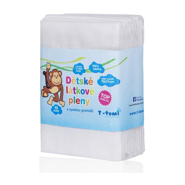 Set di 10 pannolini in cotone, 70 x 70 cm Tetra - T-TOMI-image-1