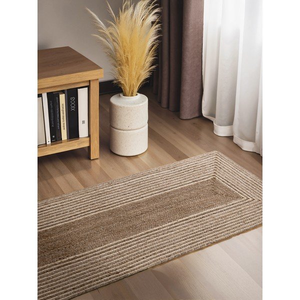Passatoia colore naturale chiaro/colore naturale scuro in iuta reversibile/tessuta a mano 80x200 cm Juno – Hanse Home-image-1