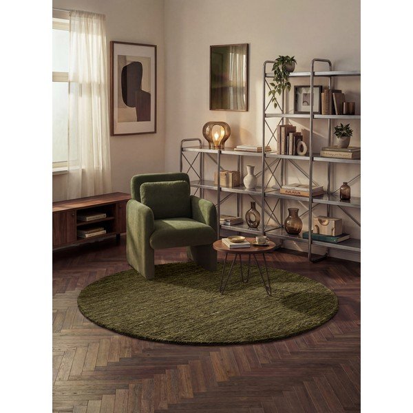 Tappeto rotondo verde scuro in lana tessuto a mano ø 160 cm Bexley Woolwich – Ted Baker-image-1