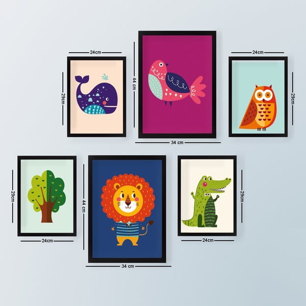 Quadri per bambini in set da 6 pezzi Animals - Wallity-image-2