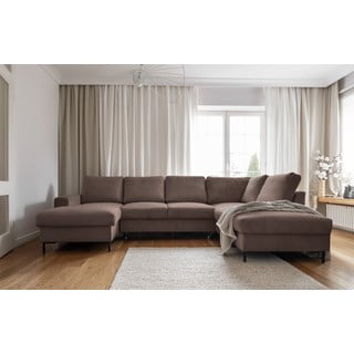 Divano letto in velluto a coste marrone (angolo destro) Lofty Lilly - Miuform