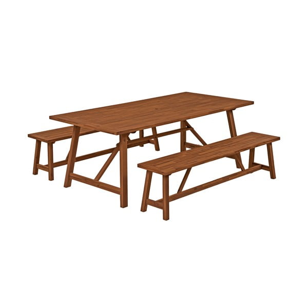 Set mobili da pranzo per esterni in legno massiccio di acacia colore naturale 4 posti Sydney - Garden Pleasure