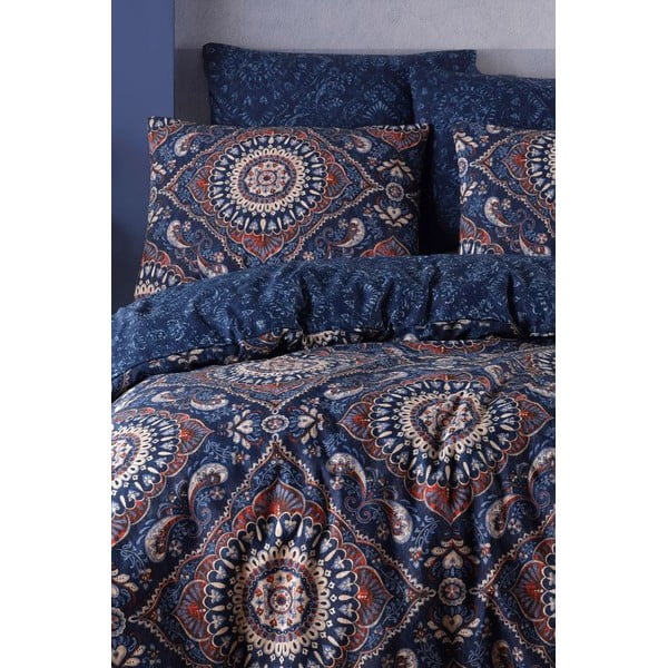 Biancheria da letto matrimoniale blu scuro 200x220 cm - Mila Home-image-1