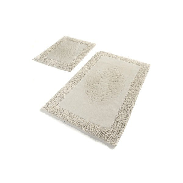 Set di 2 tappeti da bagno rettangolari beige Chilai Piante - Foutastic