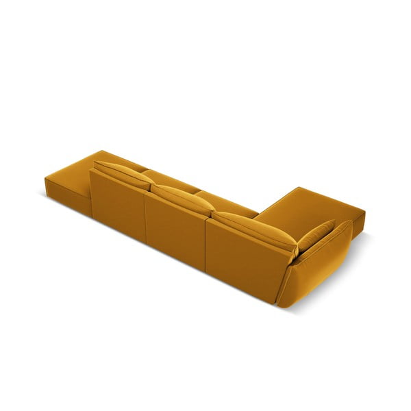 Divano angolare color senape (con penisola a sinistra/con chaise lounge) con rivestimento in velluto Vanda – Mazzini Sofas-image-3