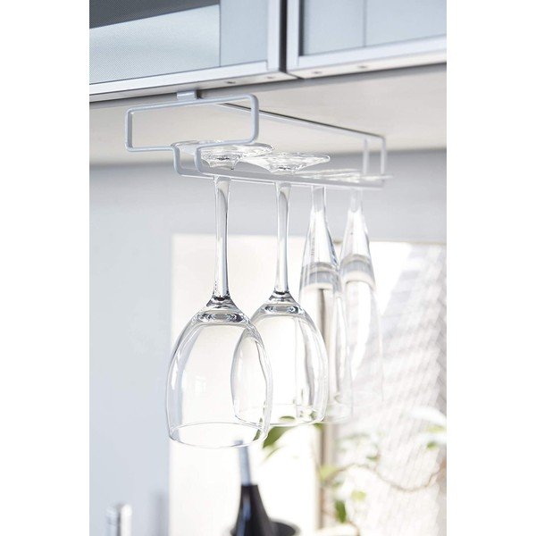 Portabicchieri da vino da appendere bianco in metallo Tower – YAMAZAKI-image-1