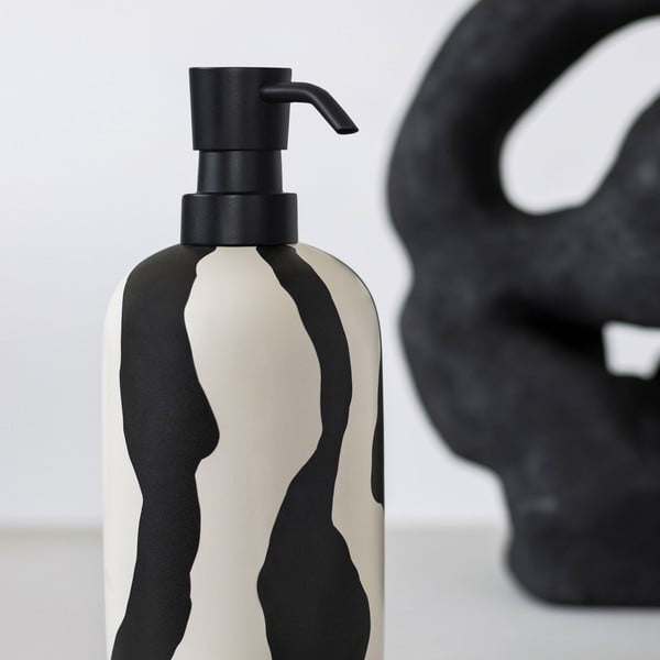 Dispenser di sapone in ceramica bianca e nera 200 ml Icon - Mette Ditmer Denmark-image-3