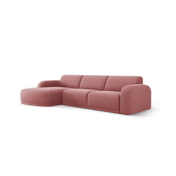 Divano con penisola in velluto rosa chiaro Erin - Micadoni Home-image-2