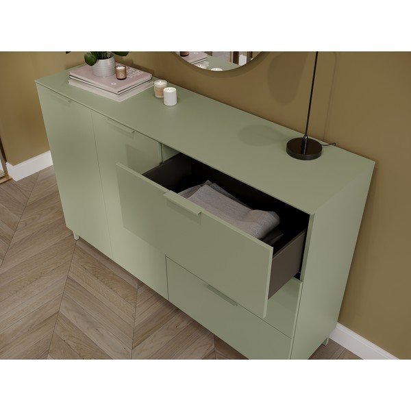 Cassettiera verde opaca 151x98x40 cm Savoca – Germania-image-1