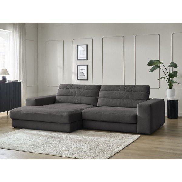 Divano angolare color antracite (con penisola a sinistra/con chaise lounge) con rivestimento in velluto Sierra – Bobochic Paris-image-1