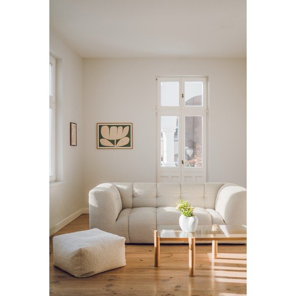 Tavolino da salotto di colore naturale con piano in vetro 55x105 cm Kob – noo.ma-image-2