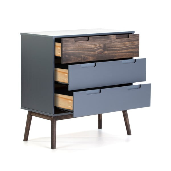 Cassettiera alta in pino antracite/marrone scuro 80x82 cm Nussa - Marckeric-image-3