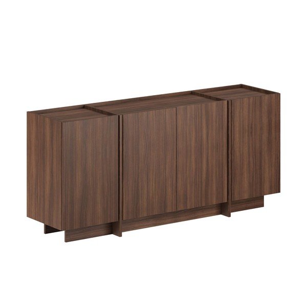 Credenza colore naturale scuro con effetto noce con apertura per cavi 180x80x45 cm Dorma – Kalune Design