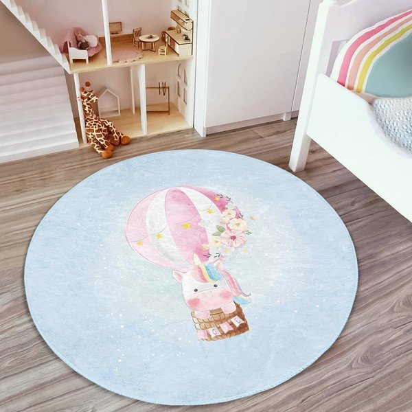 Tappeto azzurro per bambini ø 100 cm Comfort - Mila Home-image-4