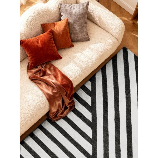 Tappeto bianco e nero in lana tessuto a mano 120x180 cm Stryve Noir – Elle Decoration-image-2