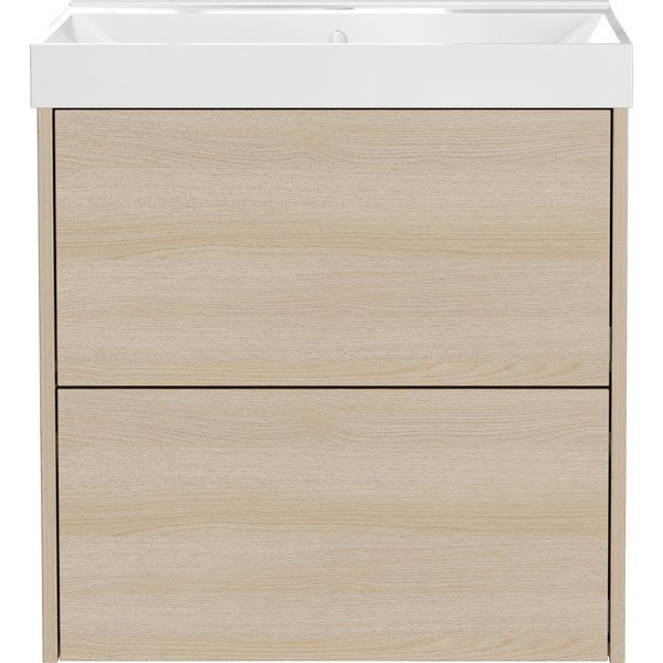 Mobile da lavabo di colore naturale con effetto rovere da appendere 61x65 cm Bodera – Germania-image-3